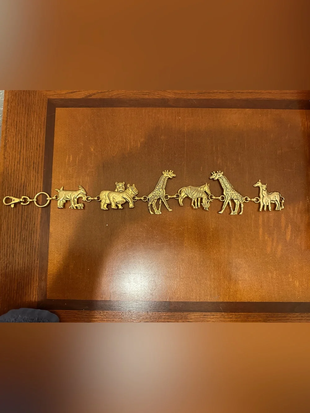 Vintage Brass Noah’s Ark Safari Animal Charm Keychain Bag Charm Giraffe Zebra